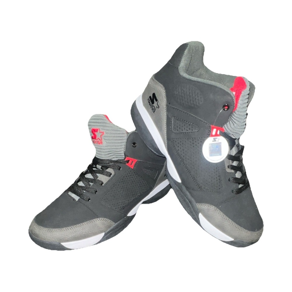 9N21/Starter 41000526A1-MENS Gray Red Mid Top Men's Athletic Sneakers Synthetic